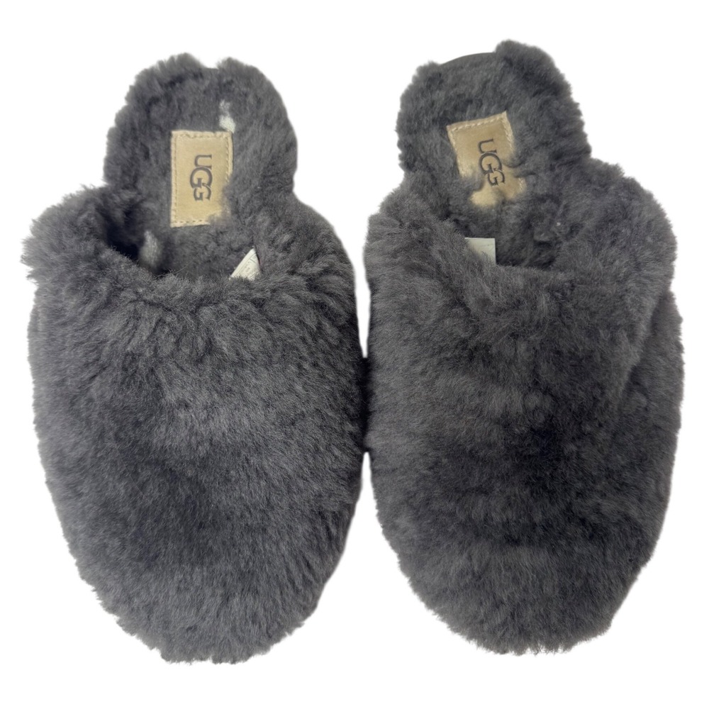 UGG Fluffette Gray Wool Slides Slippers Womens 6 Charcoal 1005564
